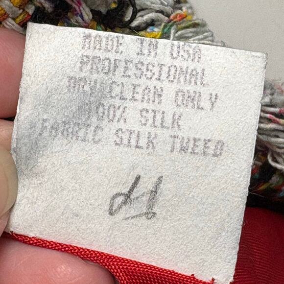 Emil Rutenberg Silk Tweed Jacket, Cropped Red Plaid Coat, Fringe, Size S - Picture 13 of 13